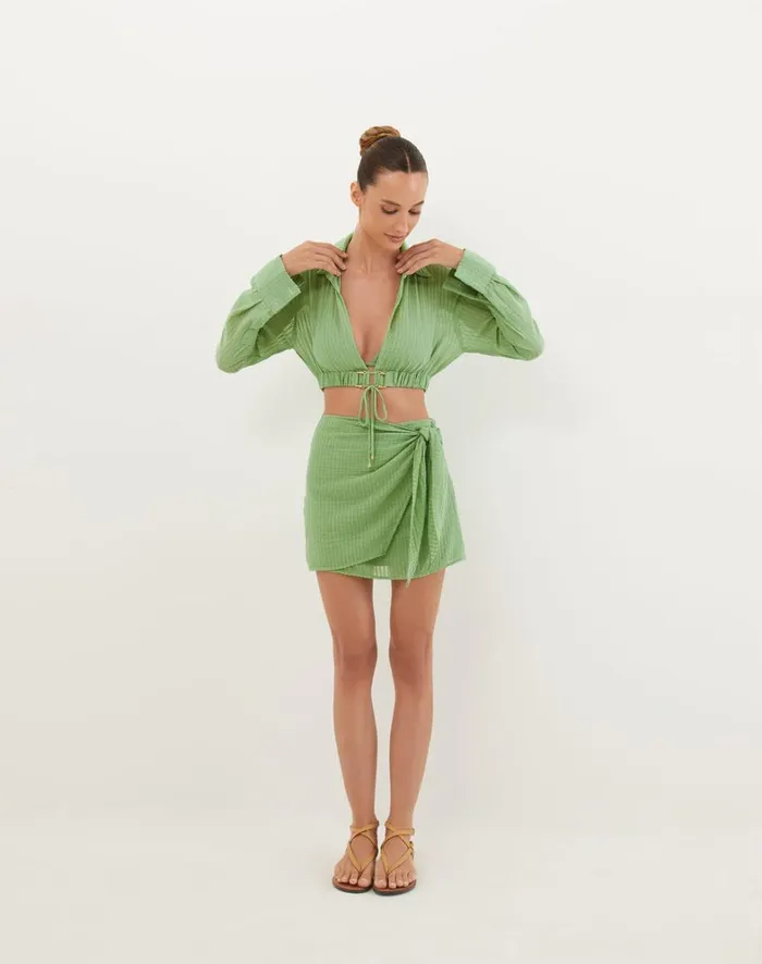 Women ViX Paula Hermanny Tops Alexia Detail Blouse 8211 Aloe