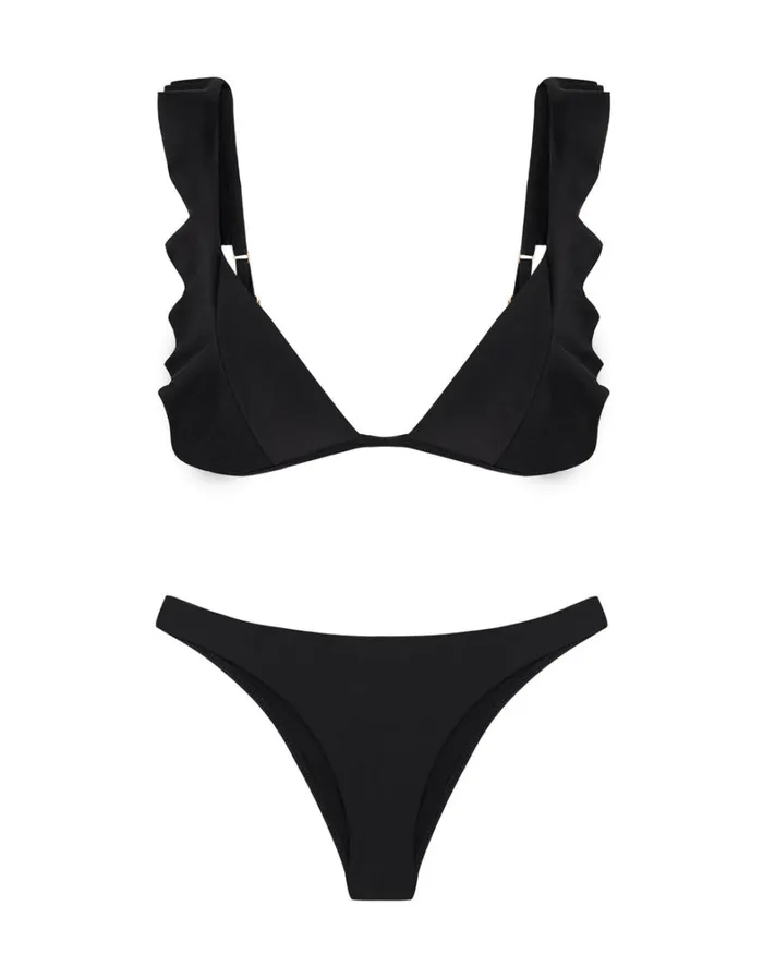 Women ViX Paula Hermanny Tops Chris Parallel Tri Top 8211 Black