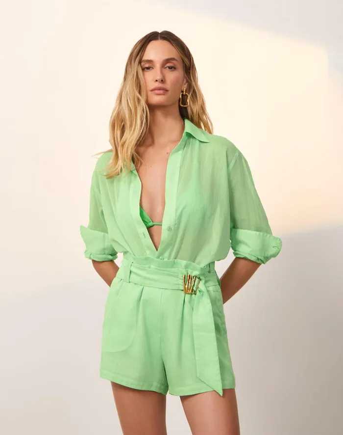 Women ViX Paula Hermanny Tops Lyra Long Sleeve Blouse 8211 Seaside