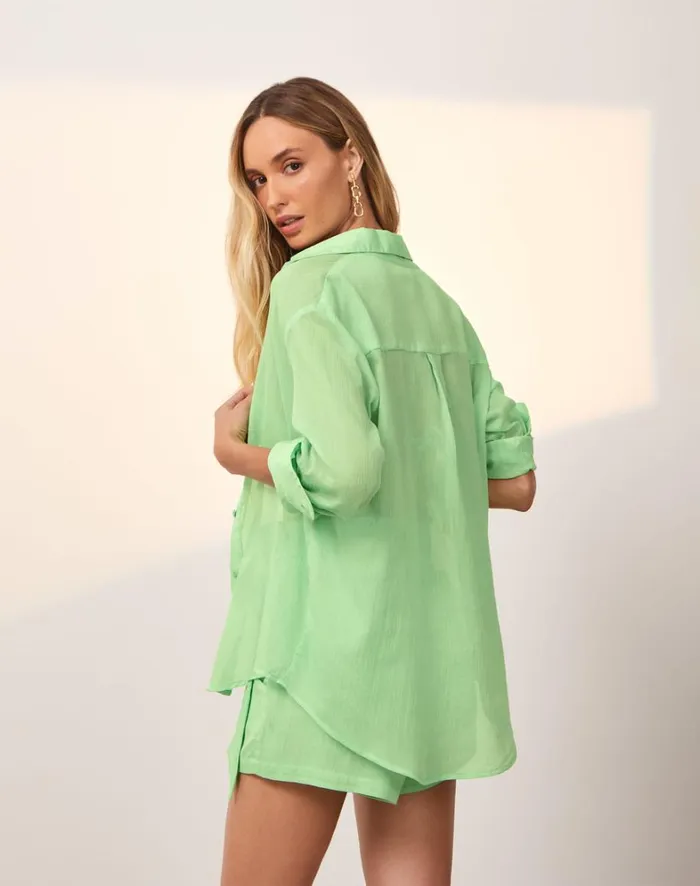 Women ViX Paula Hermanny Tops Lyra Long Sleeve Blouse 8211 Seaside