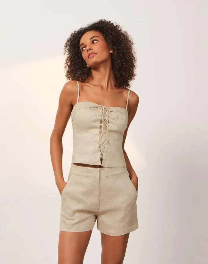 Women ViX Paula Hermanny Tops Rubia Sleeveless Top 8211 Natural