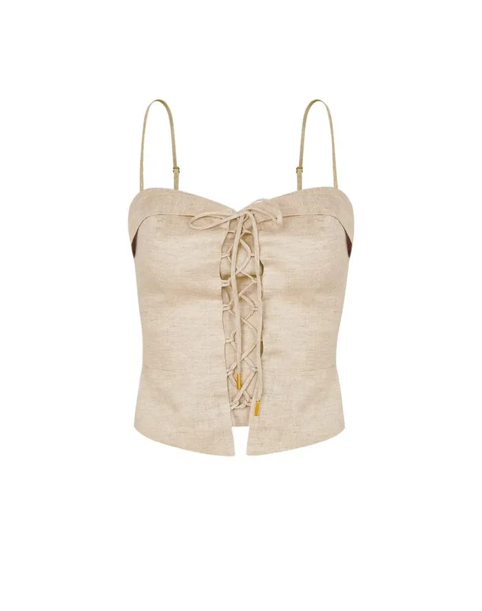 Women ViX Paula Hermanny Tops Rubia Sleeveless Top 8211 Natural
