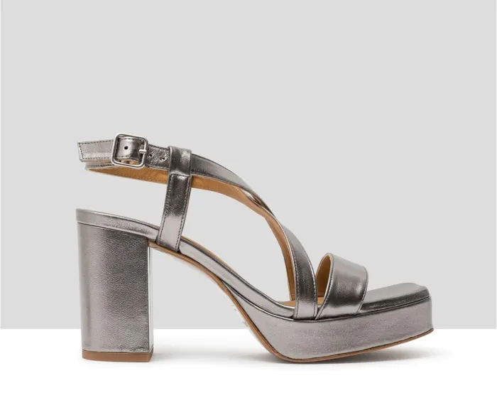 Women Wedges And Platforms Audley Shoes High Heel Leather Sandal Hans Grey