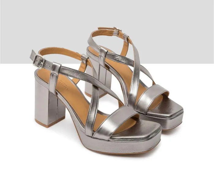 Women Wedges And Platforms Audley Shoes High Heel Leather Sandal Hans Grey