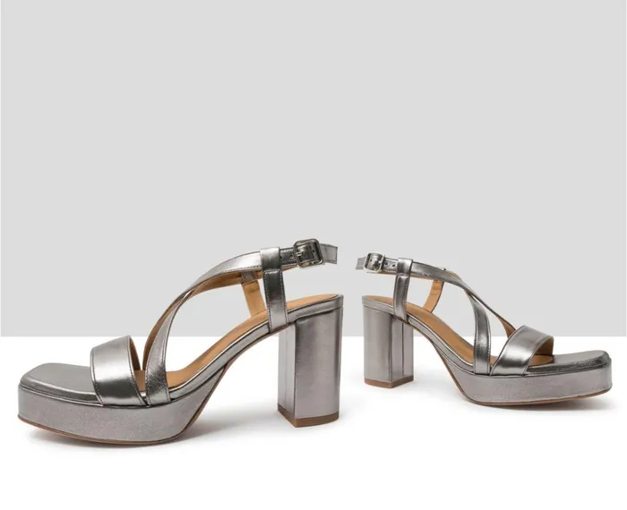 Women Wedges And Platforms Audley Shoes High Heel Leather Sandal Hans Grey