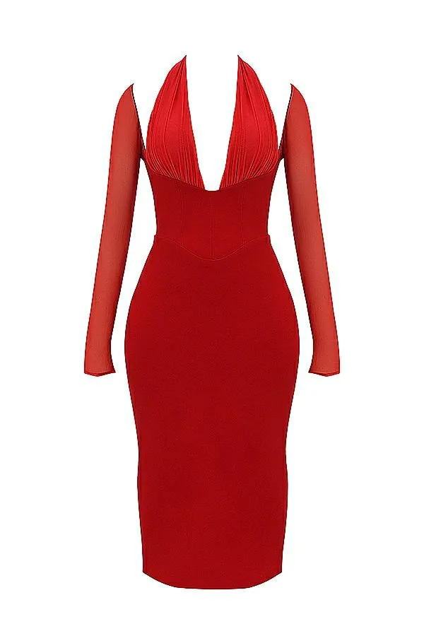 Women Yasmin Scarlet Plunge Midi Dress House Of CB Dresses Women Yasmin Scarlet Plunge Midi Dress House Of CB Dresses