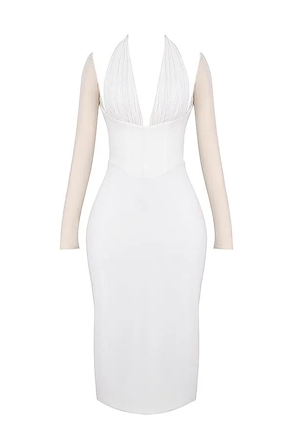 Women Yasmin White Plunge Midi Dress House Of CB Dresses