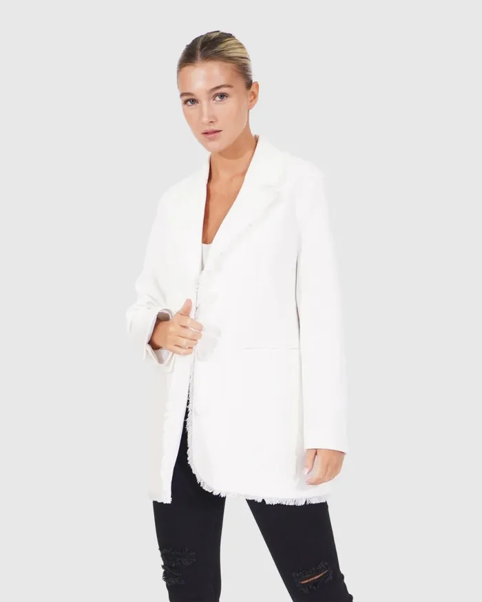 Women Young Blood Frayed Edge Blazer 8211 Cream Coats and Jackets Belle and Bloom Women Young Blood Frayed Edge Blazer 8211 Cream Coats and Jackets Belle and Bloom