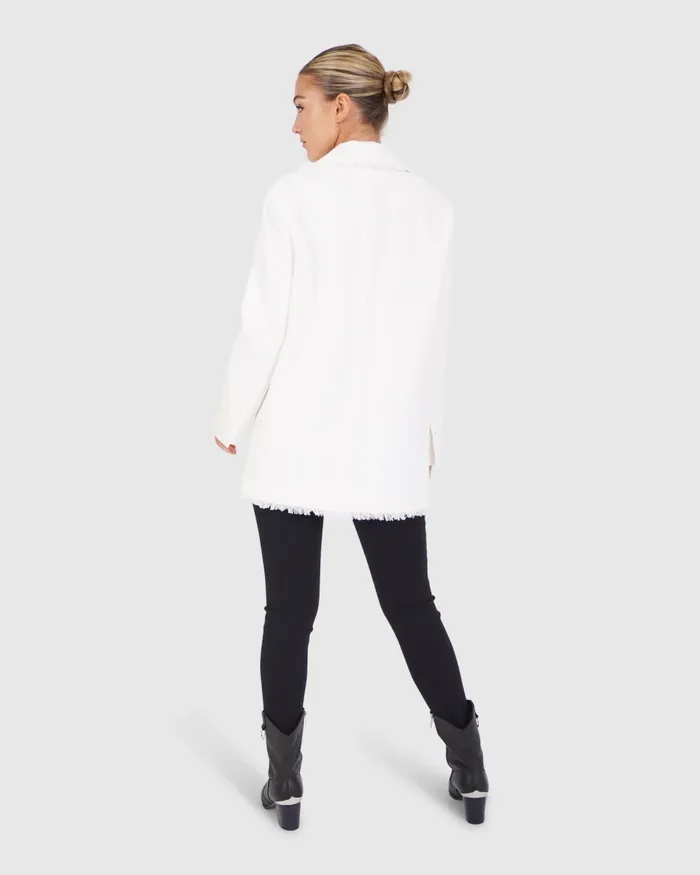 Women Young Blood Frayed Edge Blazer 8211 Cream Coats and Jackets Belle and Bloom