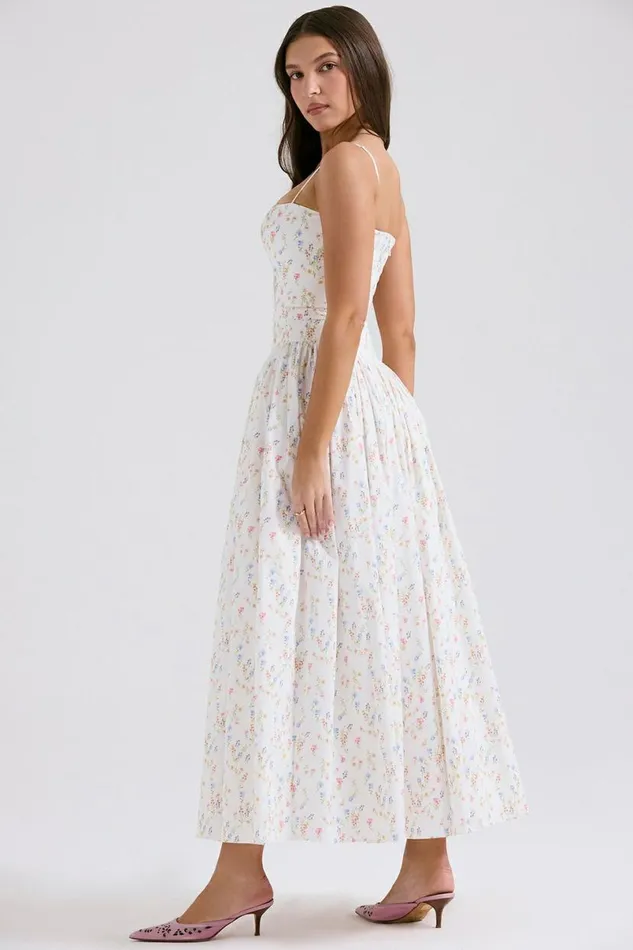 Women Ysabella White Posy Print Cotton Maxi Sundress House Of CB Dresses