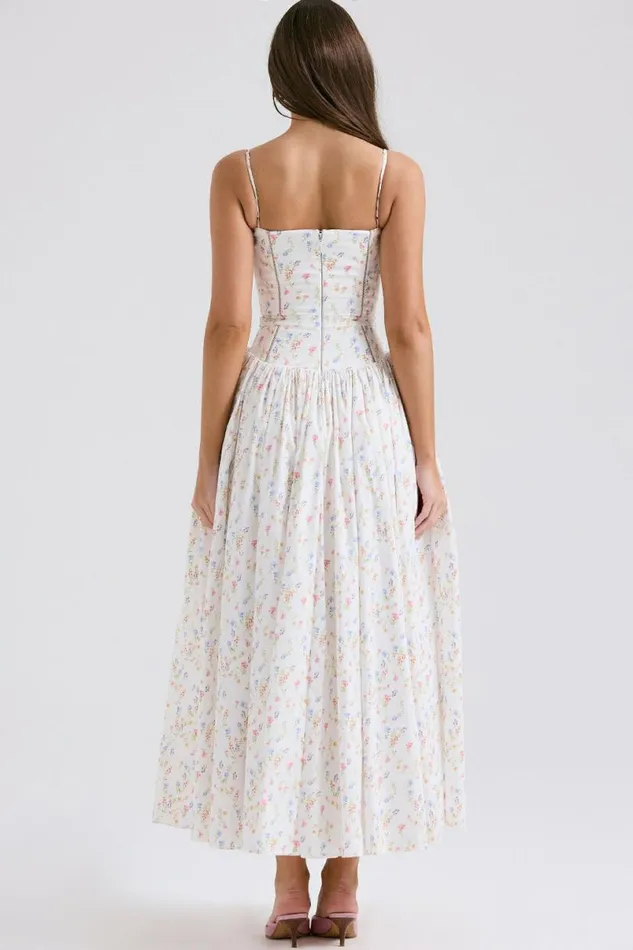 Women Ysabella White Posy Print Cotton Maxi Sundress House Of CB Dresses