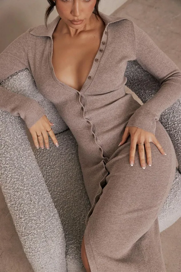 Women Yvette Beige Cashmere Knit Midi Dress House Of CB Dresses Women Yvette Beige Cashmere Knit Midi Dress House Of CB Dresses