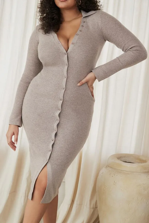 Women Yvette Beige Cashmere Knit Midi Dress House Of CB Dresses Women Yvette Beige Cashmere Knit Midi Dress House Of CB Dresses