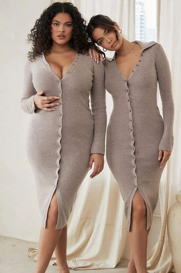 Women Yvette Beige Cashmere Knit Midi Dress House Of CB Dresses Women Yvette Beige Cashmere Knit Midi Dress House Of CB Dresses
