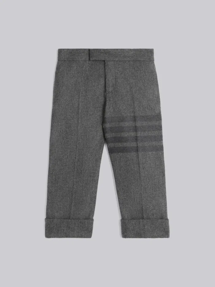 Wool Flannel Tonal Engineered 4bar Classic Trouser Medium Grey BoysGirls Thom Browne Trousers And Shorts Wool Flannel Tonal Engineered 4bar Classic Trouser Medium Grey BoysGirls Thom Browne Trousers And Shorts