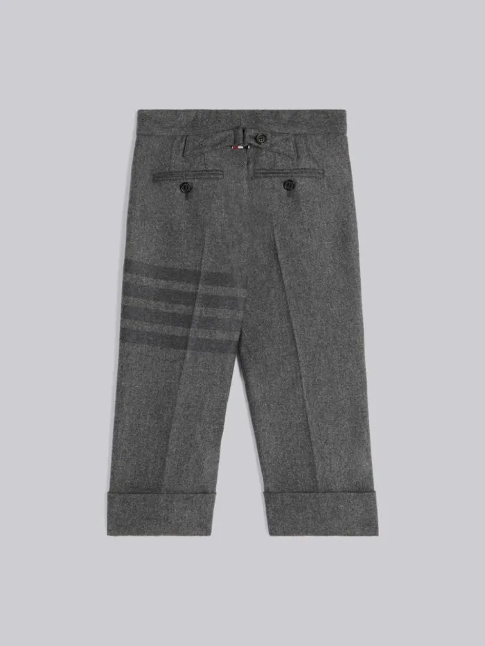 Wool Flannel Tonal Engineered 4bar Classic Trouser Medium Grey BoysGirls Thom Browne Trousers And Shorts