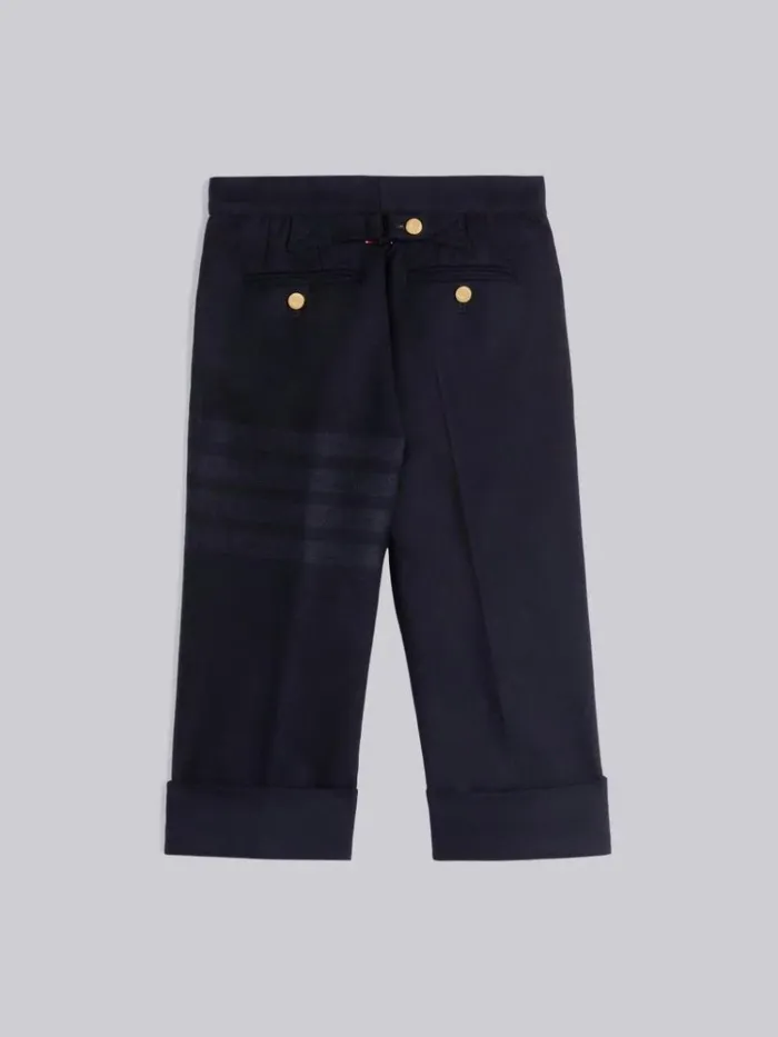 Wool Flannel Tonal Engineered 4bar Classic Trouser Navy BoysGirls Thom Browne Trousers And Shorts
