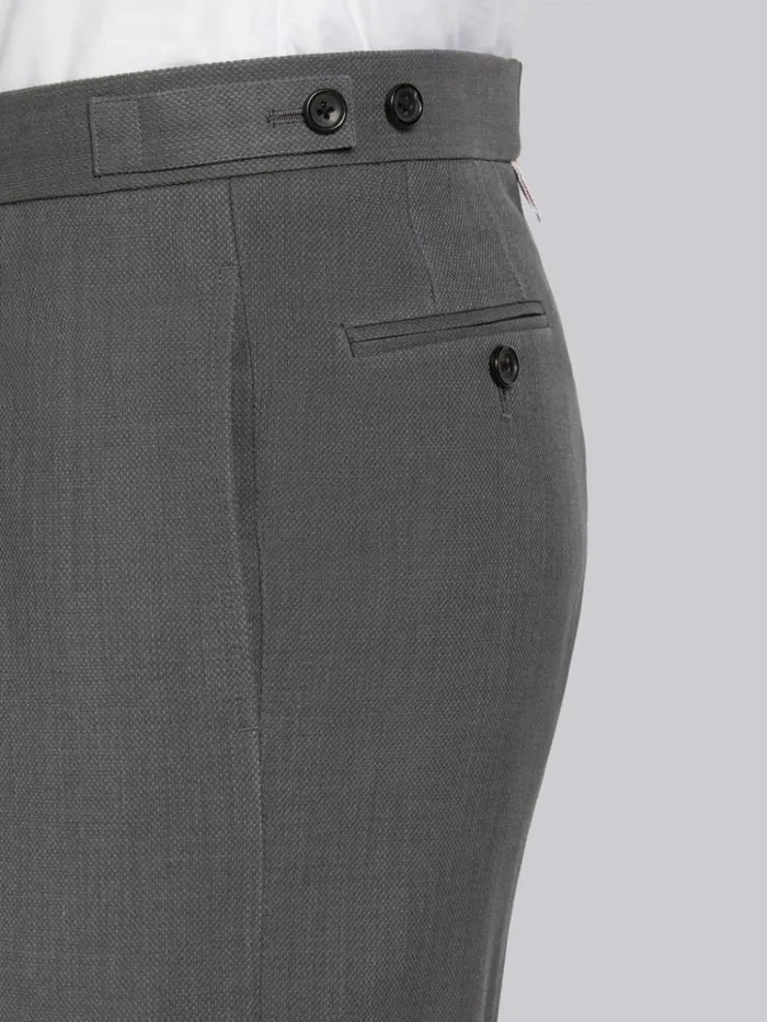 Wool Pique Suiting Single Pleat Shorts Medium Grey Men Thom Browne Trousers