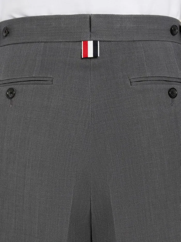Wool Pique Suiting Single Pleat Shorts Medium Grey Men Thom Browne Trousers