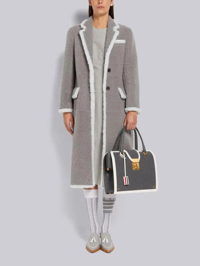 Wool Seersucker 4vent Sleeveless Below The Knee Pencil Dress Medium Grey Women Thom Browne Dresses