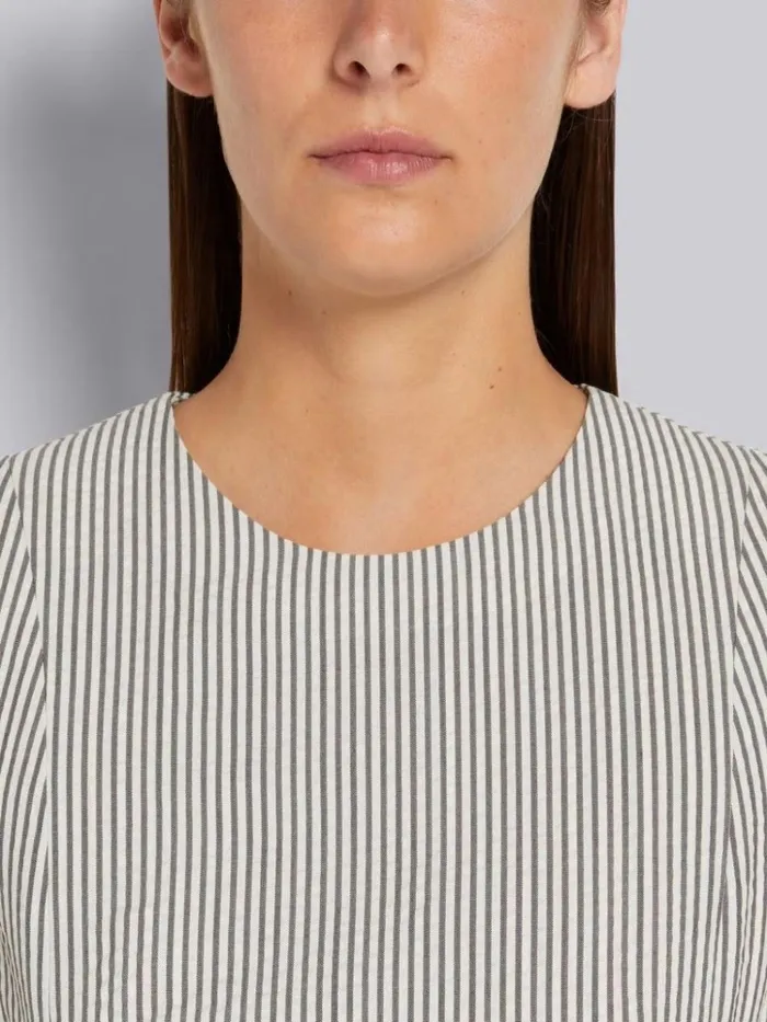 Wool Seersucker 4vent Sleeveless Below The Knee Pencil Dress Medium Grey Women Thom Browne Dresses
