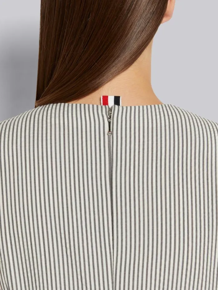 Wool Seersucker 4vent Sleeveless Below The Knee Pencil Dress Medium Grey Women Thom Browne Dresses