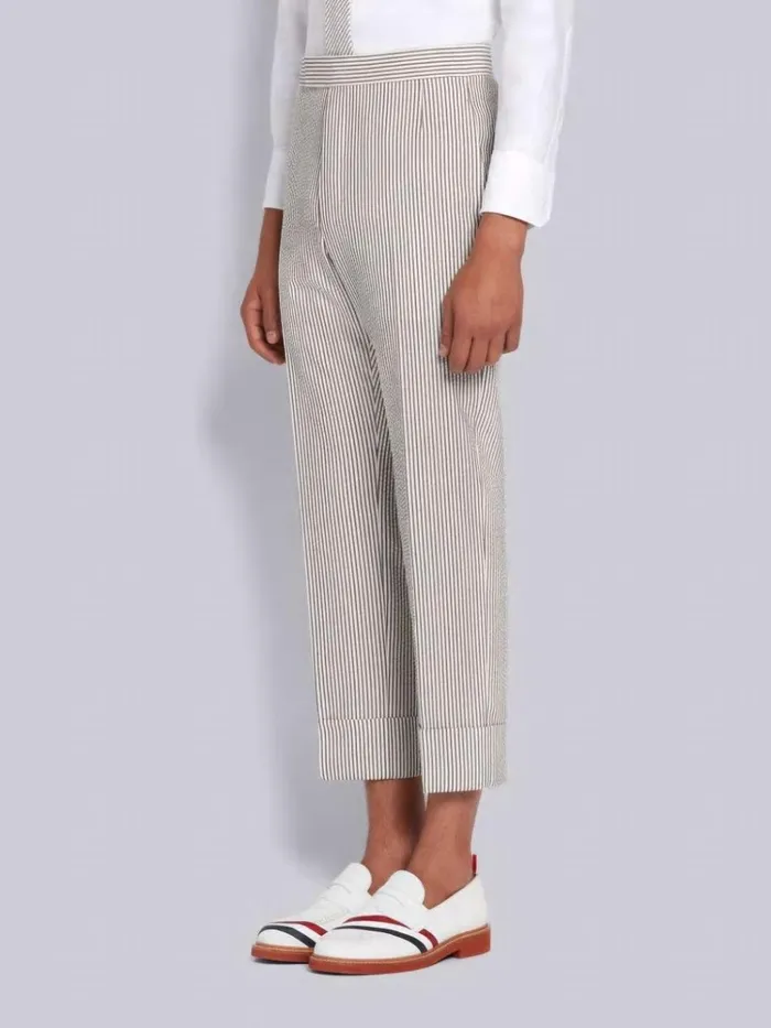 Wool Seersucker Classic Trouser Medium Grey Men Thom Browne Trousers