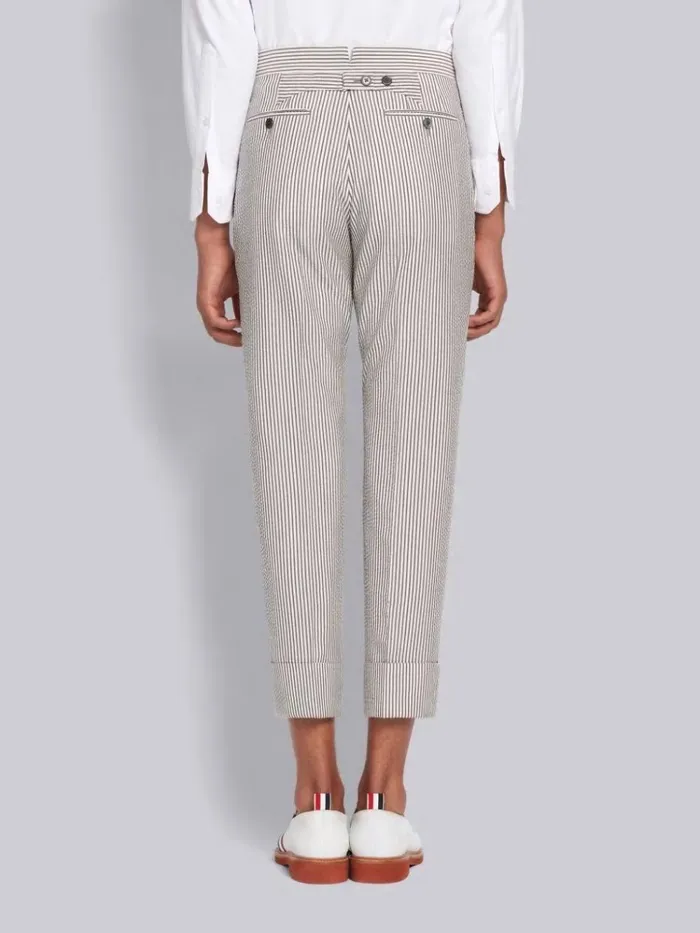 Wool Seersucker Classic Trouser Medium Grey Men Thom Browne Trousers