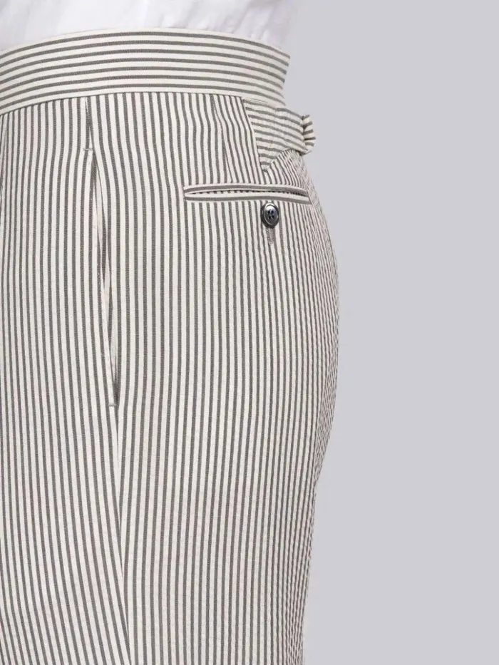 Wool Seersucker Classic Trouser Medium Grey Men Thom Browne Trousers