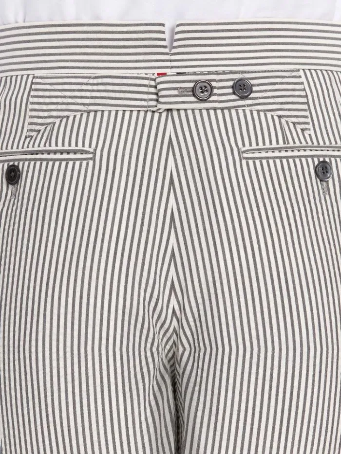 Wool Seersucker Classic Trouser Medium Grey Men Thom Browne Trousers