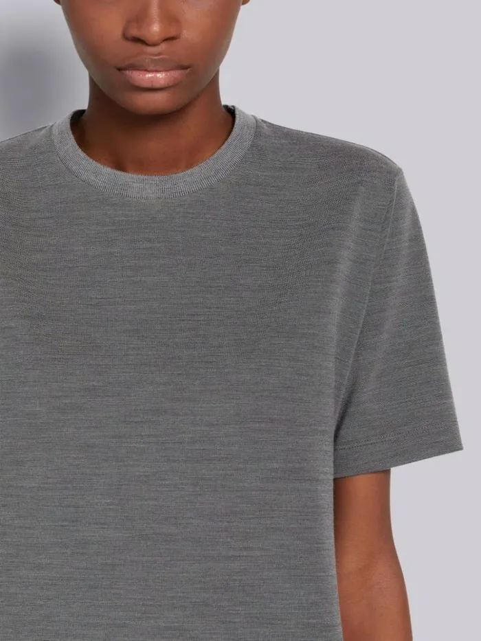 Wool Tech Milano Buttoned Side Vent Short Sleeve Tee Medium Grey Women Thom Browne Sweats