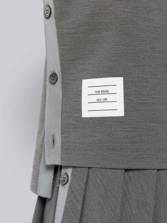 Wool Tech Milano Buttoned Side Vent Short Sleeve Tee Medium Grey Women Thom Browne Sweats