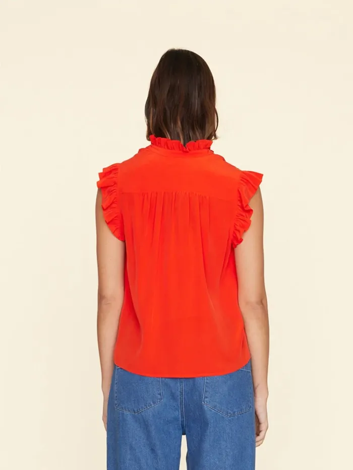 XRENA Tops Women Flame Scarlet Brenna Silk Top XRENA Tops Women Flame Scarlet Brenna Silk Top