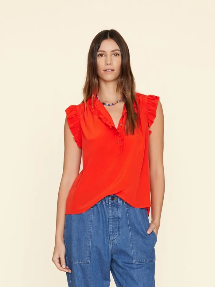 XRENA Tops Women Flame Scarlet Brenna Silk Top XRENA Tops Women Flame Scarlet Brenna Silk Top