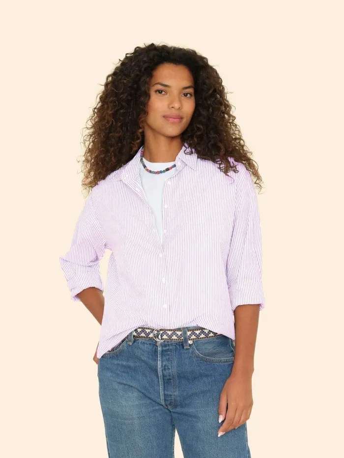 XRENA Violet White Beau Shirt Women Shirts