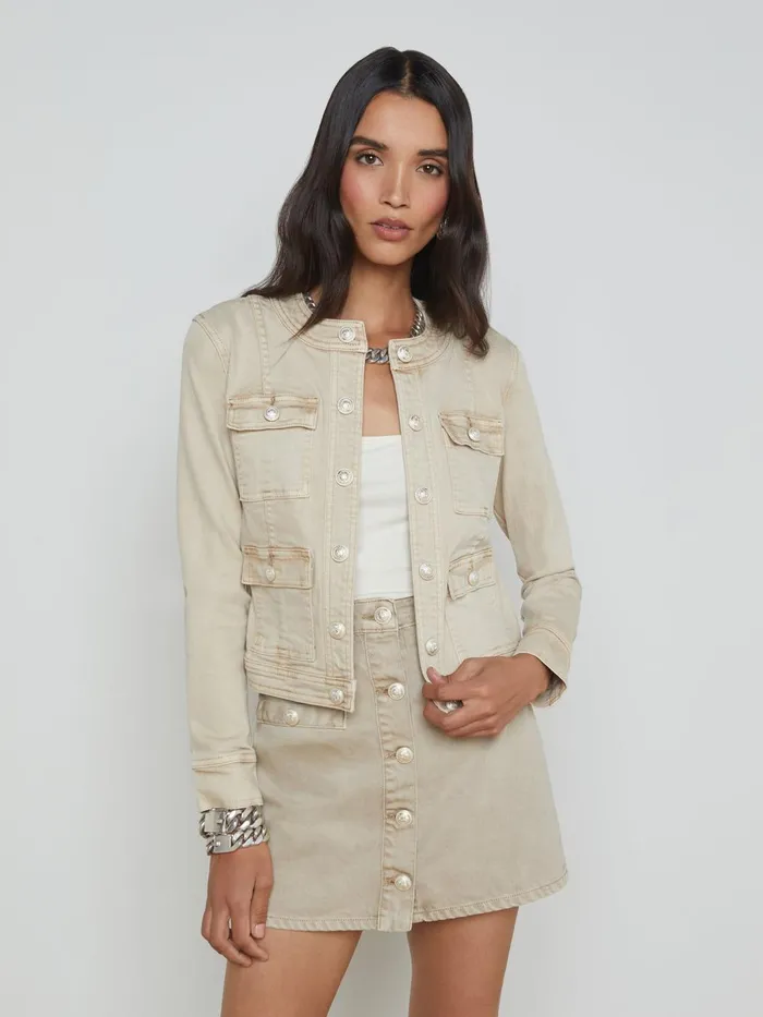 Yari Denim Jacket Biscuit Women L039Agence Blazers and Jackets
