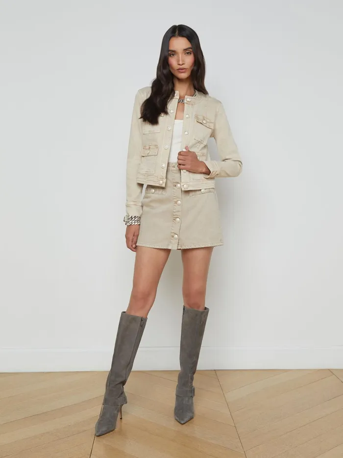 Yari Denim Jacket Biscuit Women L039Agence Blazers and Jackets Yari Denim Jacket Biscuit Women L039Agence Blazers and Jackets