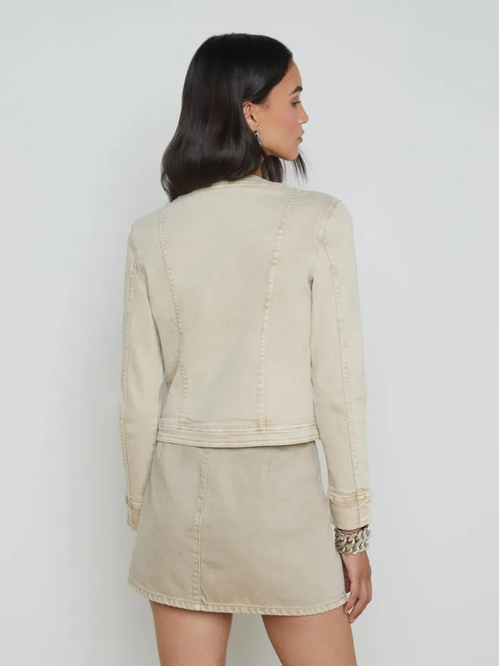 Yari Denim Jacket Biscuit Women L039Agence Blazers and Jackets Yari Denim Jacket Biscuit Women L039Agence Blazers and Jackets