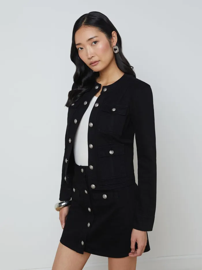 Yari Denim Jacket Noir Women L039Agence Denim Jackets Yari Denim Jacket Noir Women L039Agence Denim Jackets