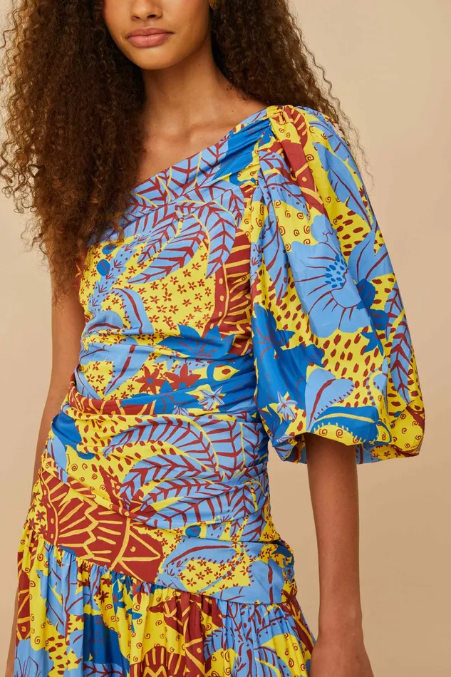 Yellow Jungle Panther OneShoulder Midi Dress Women FARM Rio Midi Dresses Yellow Jungle Panther OneShoulder Midi Dress Women FARM Rio Midi Dresses