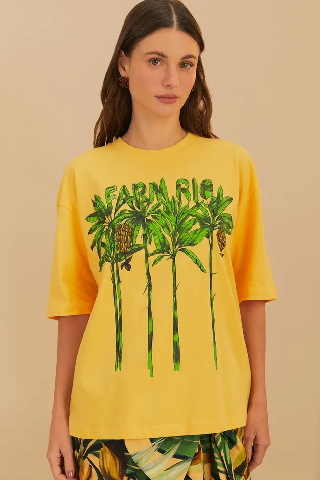 Yellow Organic Cotton TShirt Women FARM Rio Tshirts Yellow Organic Cotton TShirt Women FARM Rio Tshirts