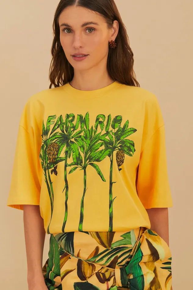 Yellow Organic Cotton TShirt Women FARM Rio Tshirts Yellow Organic Cotton TShirt Women FARM Rio Tshirts