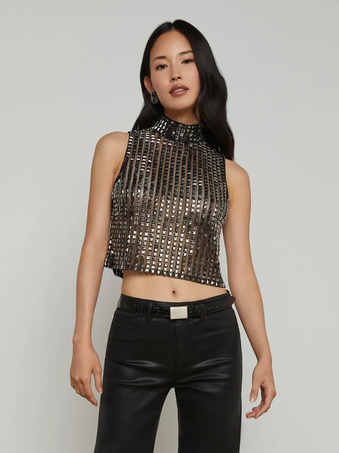 Yun Crystal Tank Smoke Grey Crystal Women L039Agence Camisoles and Tanks
