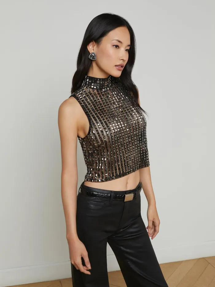 Yun Crystal Tank Smoke Grey Crystal Women L039Agence Camisoles and Tanks