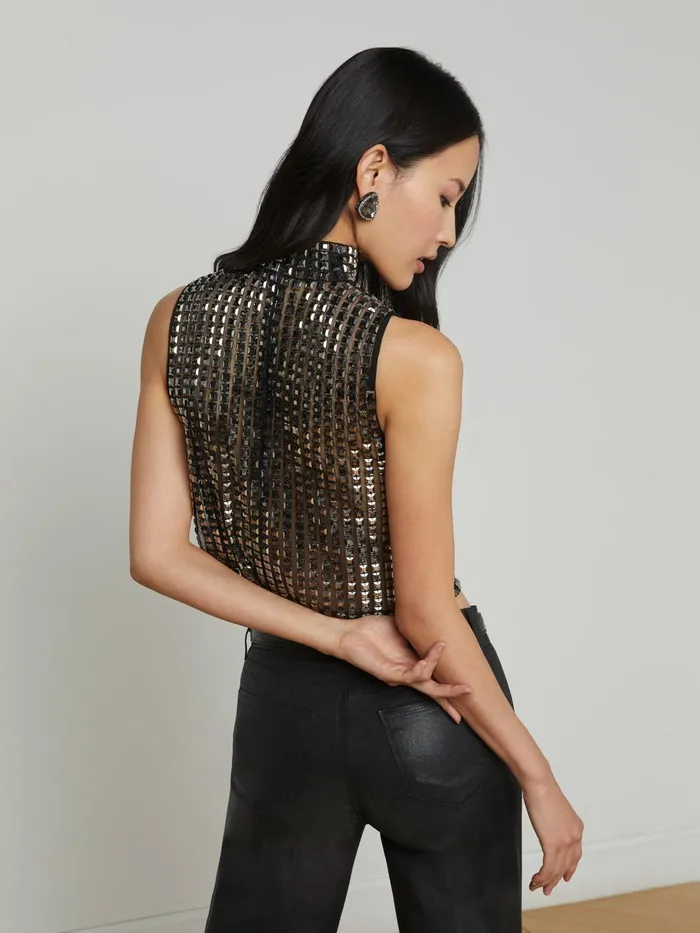 Yun Crystal Tank Smoke Grey Crystal Women L039Agence Camisoles and Tanks