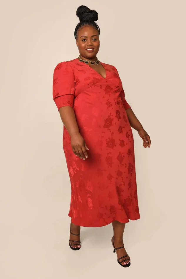 Zadie Red Poppy Jacquard Women RIXO Dresses Zadie Red Poppy Jacquard Women RIXO Dresses