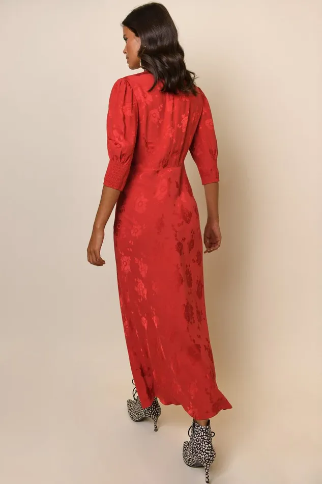 Zadie Red Poppy Jacquard Women RIXO Dresses Zadie Red Poppy Jacquard Women RIXO Dresses