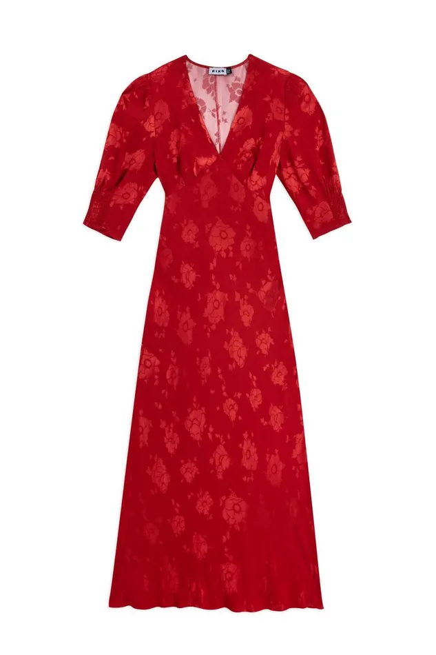 Zadie Red Poppy Jacquard Women RIXO Dresses Zadie Red Poppy Jacquard Women RIXO Dresses