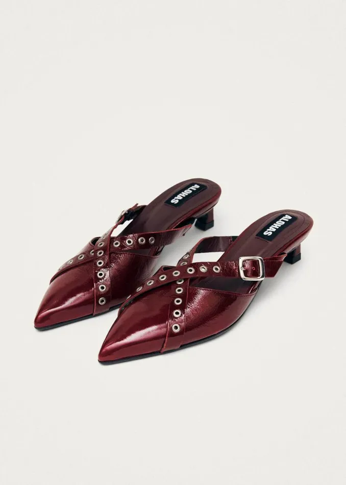 Zyra Onix Burgundy Leather Mules Women ALOHAS Mules