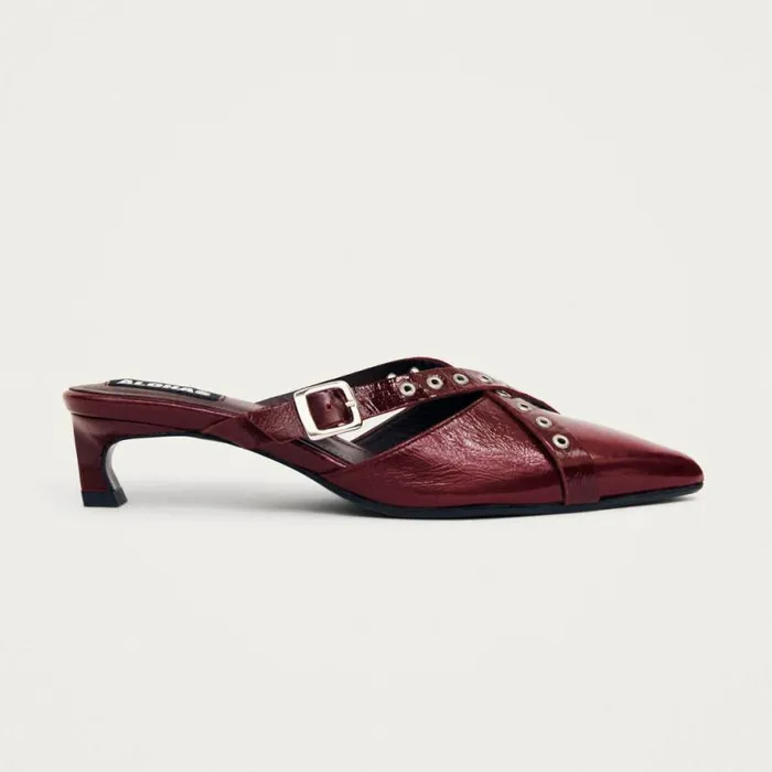 Zyra Onix Burgundy Leather Mules Women ALOHAS Mules